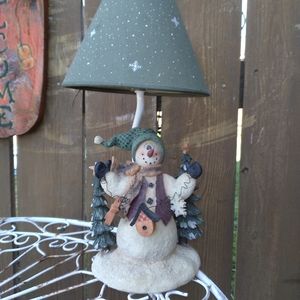 Vintage Snowman Lamp Decor